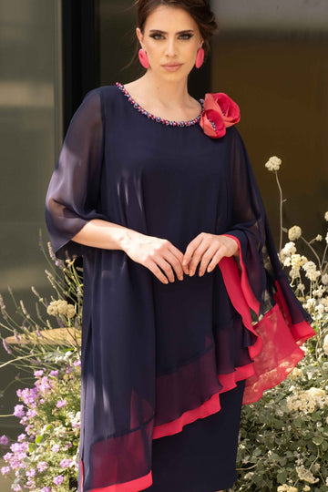 Abito Tubino c/Dettagli Fiori Curvy Allure C24-84